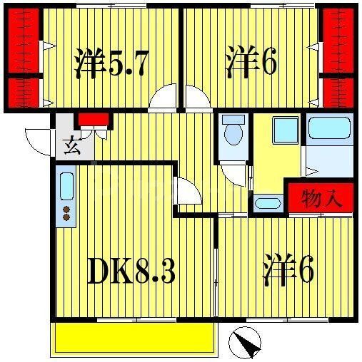 千葉県船橋市飯山満町２ 東船橋駅 3DK マンション 賃貸物件詳細