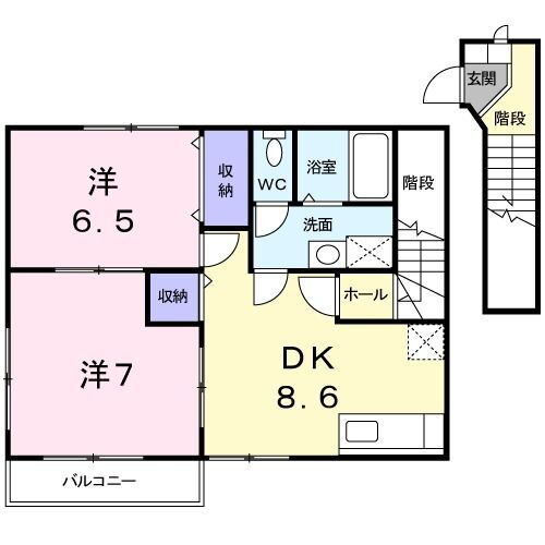 福島県いわき市平下平窪字笹ノ田 いわき駅 2DK アパート 賃貸物件詳細