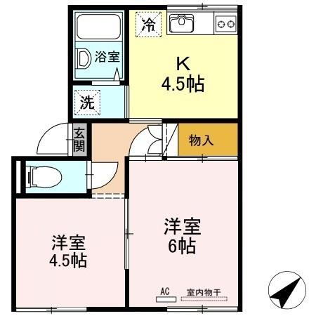 岡山県倉敷市中島 西富井駅 2K アパート 賃貸物件詳細