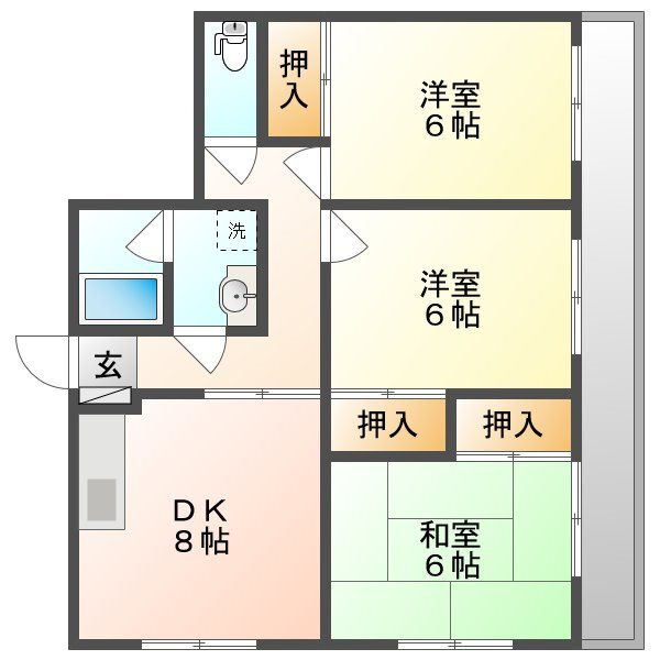 メゾンサンシャイン　Ａ棟 2階 3DK 賃貸物件詳細