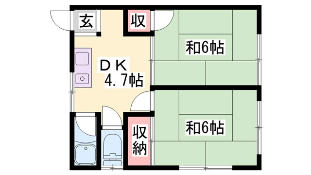 兵庫県姫路市兼田 妻鹿駅 2DK アパート 賃貸物件詳細