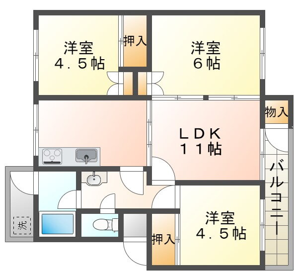 狩口台住宅２１号棟 4階 3LDK 賃貸物件詳細