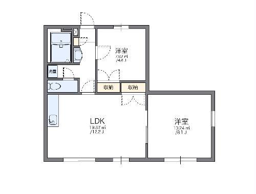 レオパレス鹿子木ＡＲＥＡＩＩ 1階 2LDK 賃貸物件詳細