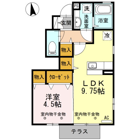 富山県富山市山室 1LDK アパート 賃貸物件詳細