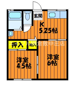 岡山県倉敷市黒崎 倉敷市駅 2K アパート 賃貸物件詳細