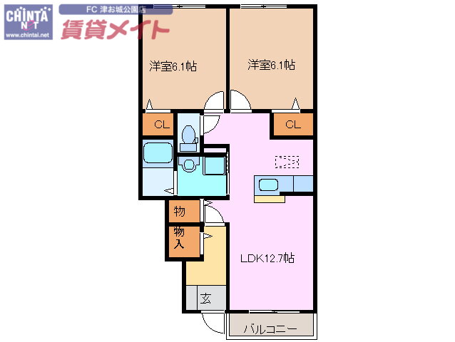 三重県津市栗真町屋町 江戸橋駅 2LDK アパート 賃貸物件詳細