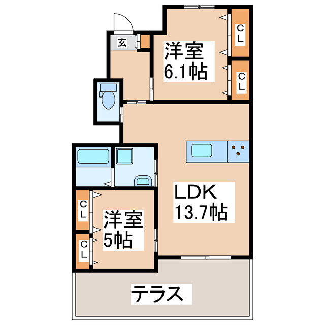 熊本県熊本市東区御領８ 2LDK アパート 賃貸物件詳細