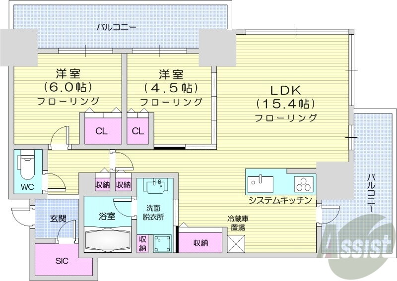 北海道札幌市東区北六条東２ 札幌駅 2LDK マンション 賃貸物件詳細