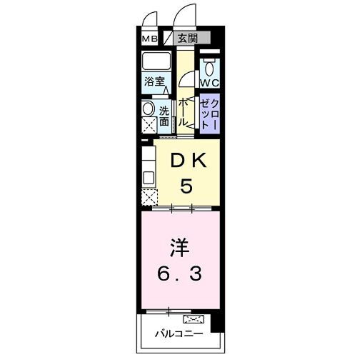 シカタ　シャンブレットＩ 2階 1DK 賃貸物件詳細