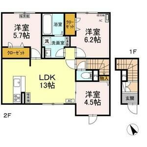 ｗｉｔｈ　ｓｋｙ　Ｅ 2階 3LDK 賃貸物件詳細