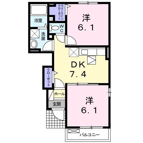 クレメントカーサＢ 1階 2DK 賃貸物件詳細