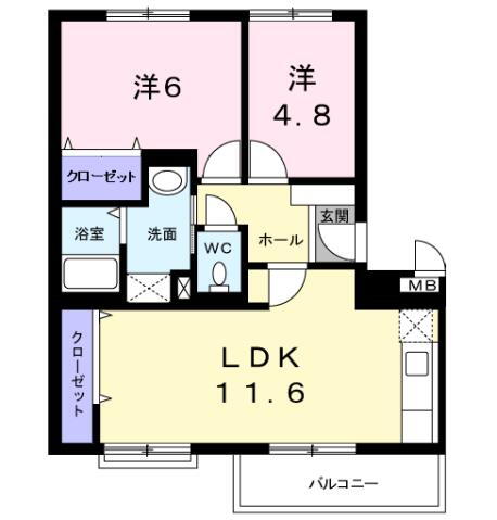 コスモスマンション 3階 2LDK 賃貸物件詳細