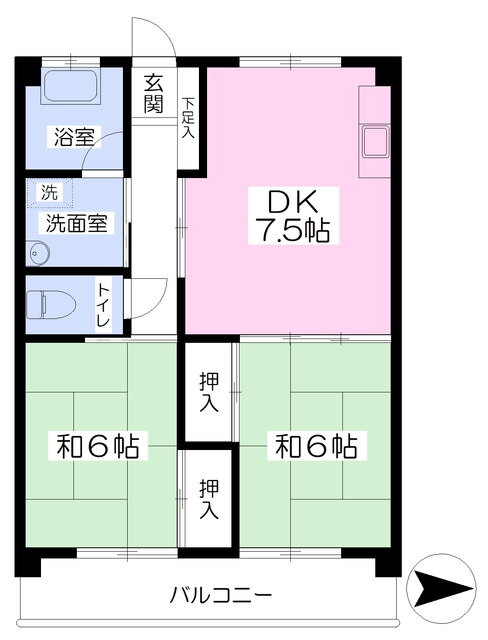 愛媛県松山市桑原３ 福音寺駅 2DK マンション 賃貸物件詳細