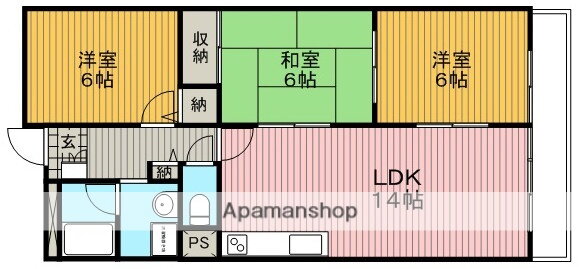 グラデヴォーレ宮山 2階 3LDK 賃貸物件詳細