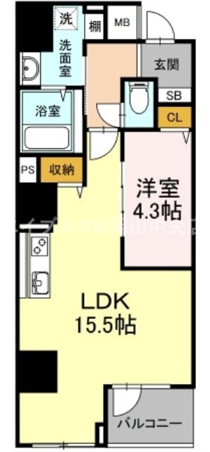 岡山県岡山市北区中山下２ 田町駅 1LDK マンション 賃貸物件詳細