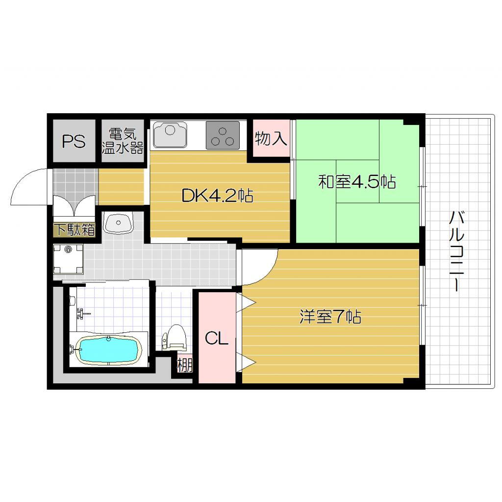 サンリスタ守口 4階 2DK 賃貸物件詳細