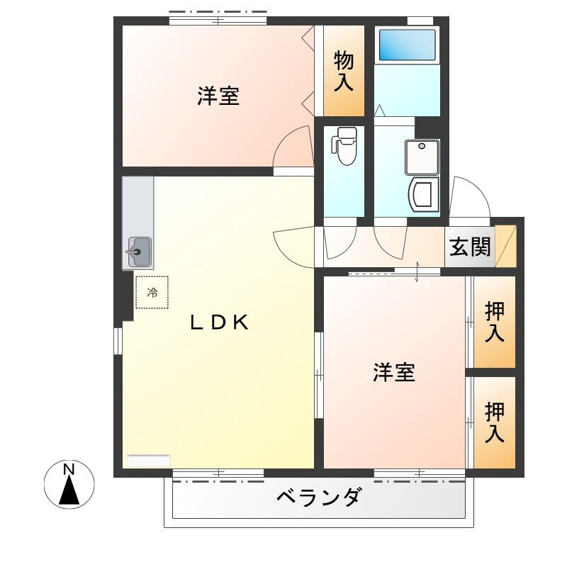 栃木県宇都宮市富士見が丘２ 宇都宮駅 2LDK アパート 賃貸物件詳細