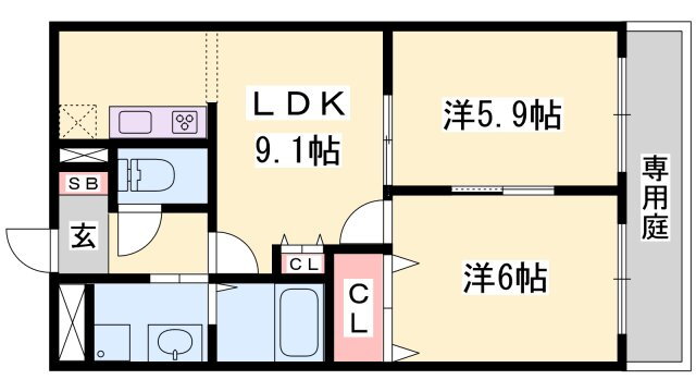 兵庫県姫路市勝原区丁 網干駅 2LDK アパート 賃貸物件詳細