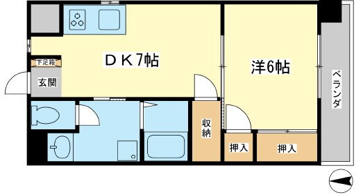 コーポラス神子岡前 3階 1DK 賃貸物件詳細