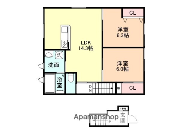 富山県富山市高屋敷 大泉駅 2LDK アパート 賃貸物件詳細
