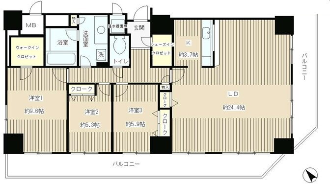 東京都目黒区下目黒２ 目黒駅 3LDK マンション 賃貸物件詳細