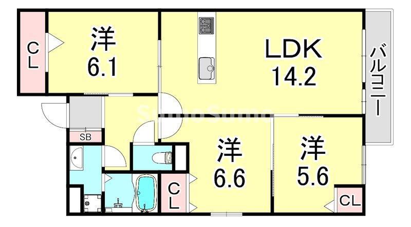 兵庫県西宮市常磐町 西宮駅 3LDK アパート 賃貸物件詳細