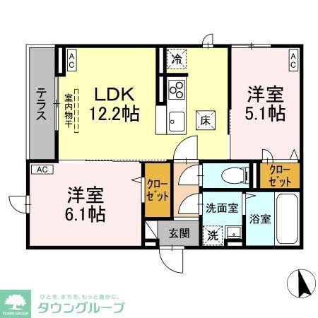Ｄ－ＲＯＯＭ田町Ａ 1階 2LDK 賃貸物件詳細