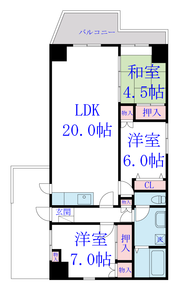 ハッコー佐倉マンション 2階 3LDK 賃貸物件詳細