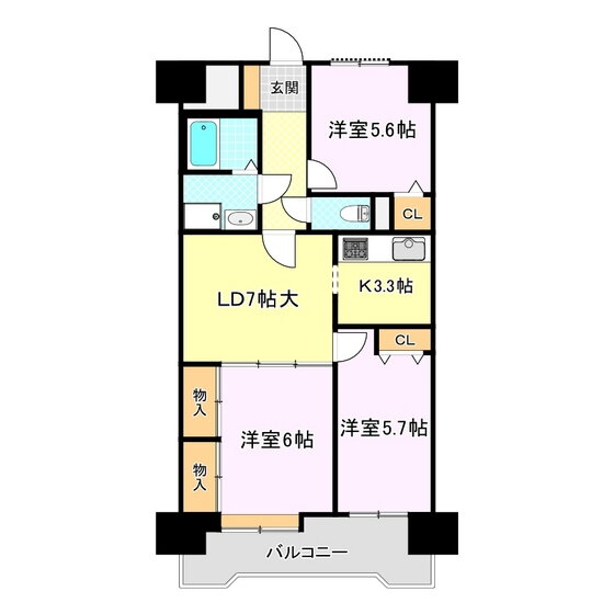 ライオンズマンション清水台 2階 3LDK 賃貸物件詳細