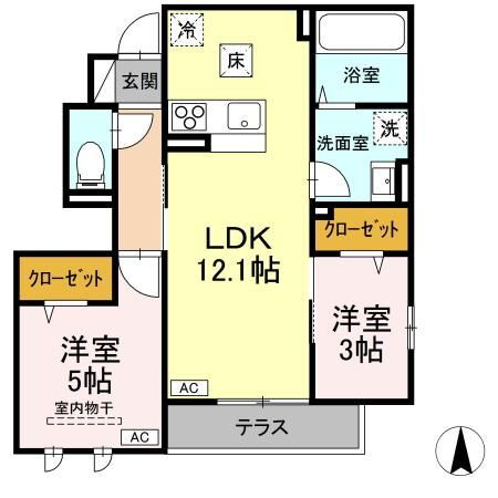 ブラン・シエル 2階 2LDK 賃貸物件詳細