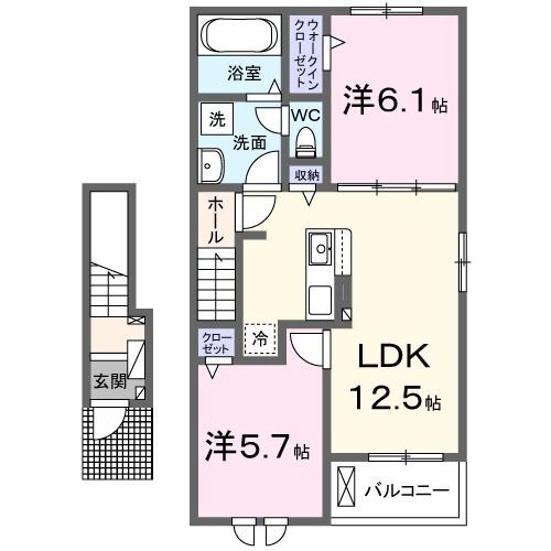 キャトルプレイス８ 2階 2LDK 賃貸物件詳細