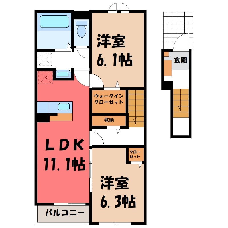 茨城県古河市大堤 古河駅 2LDK アパート 賃貸物件詳細