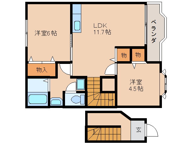 奈良県奈良市宝来４ 尼ヶ辻駅 2LDK アパート 賃貸物件詳細