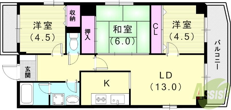兵庫県神戸市兵庫区下沢通２ 湊川公園駅 3LDK マンション 賃貸物件詳細
