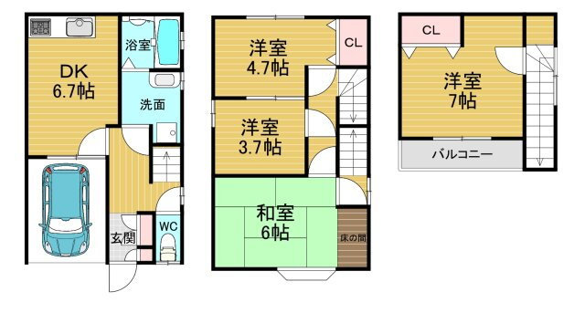 奈良県葛城市笛堂 大和新庄駅 4DK 一戸建て 賃貸物件詳細