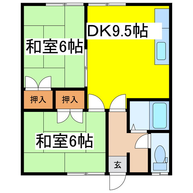 北海道釧路市鳥取北６ 2DK アパート 賃貸物件詳細