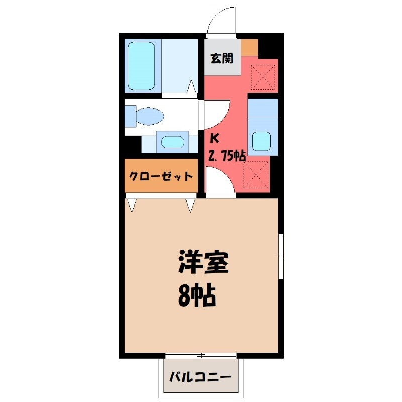 群馬県高崎市中大類町 倉賀野駅 1K アパート 賃貸物件詳細