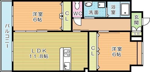 福岡県北九州市小倉北区大手町 南小倉駅 2LDK マンション 賃貸物件詳細