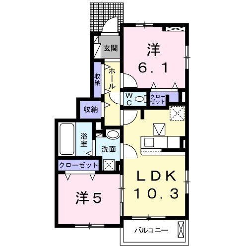 ラヒットグロウスＣ 1階 2LDK 賃貸物件詳細