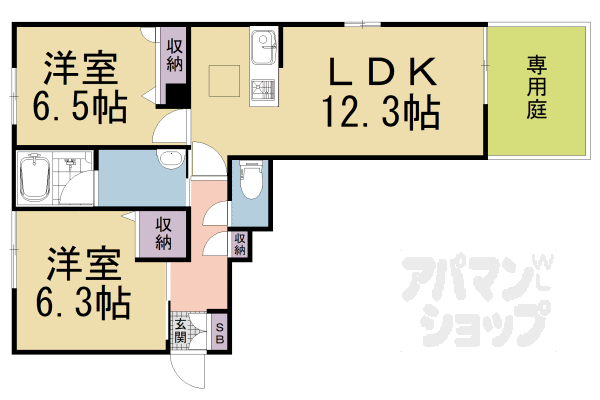 シャーメゾンＶｅｒｄｕｒｅ黄檗Ｉ 1階 2LDK 賃貸物件詳細