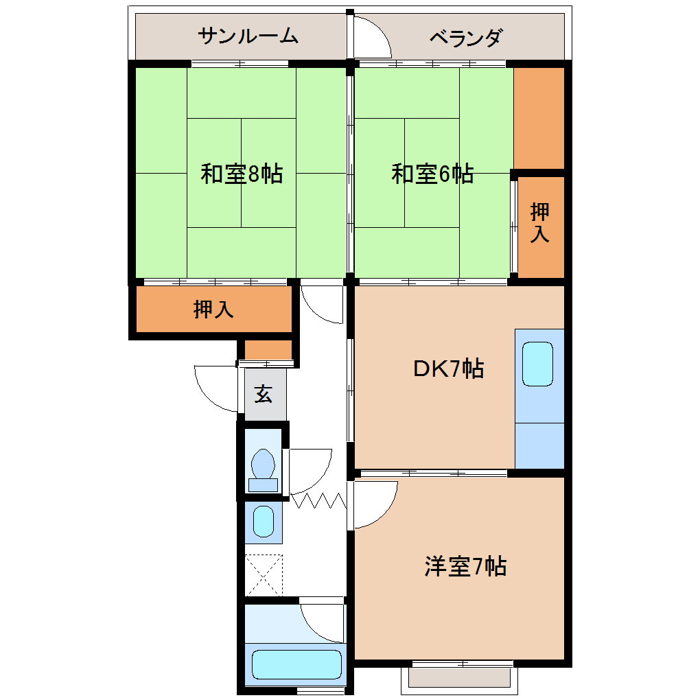 コーポアサノ 2階 3DK 賃貸物件詳細