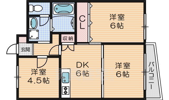 ハイクレスト宮之阪 6階 3DK 賃貸物件詳細