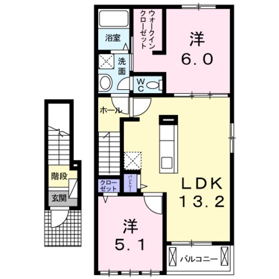 ジャルダン　ウールー　Ｂ 2階 2LDK 賃貸物件詳細