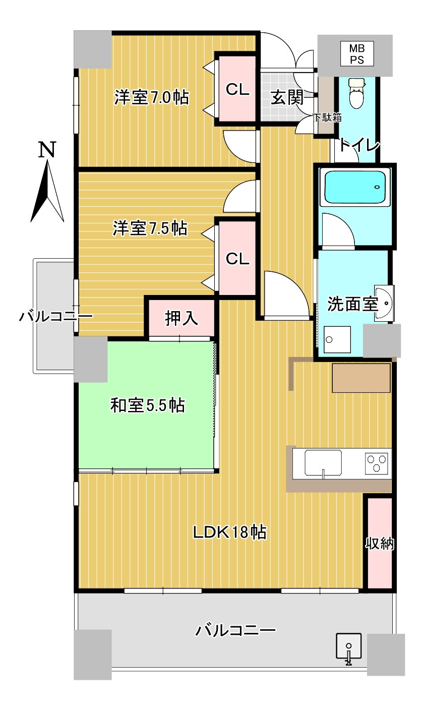 岡山県岡山市北区鹿田本町 清輝橋駅 3LDK マンション 賃貸物件詳細
