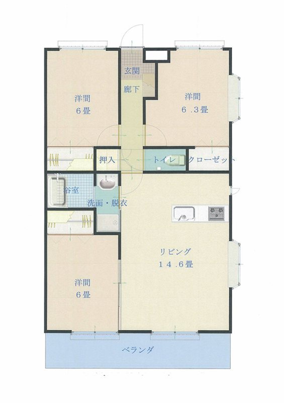 山梨県甲斐市長塚 竜王駅 3LDK マンション 賃貸物件詳細