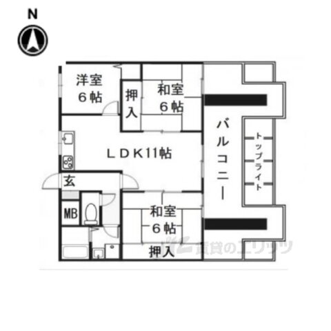 京都府長岡京市井ノ内下印田 長岡天神駅 3LDK マンション 賃貸物件詳細