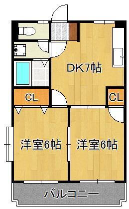 シャトレ若葉 1階 2DK 賃貸物件詳細