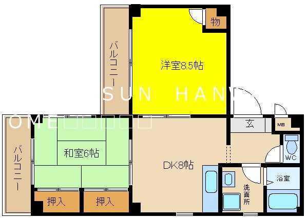 大阪府八尾市上尾町２ 河内山本駅 2LDK マンション 賃貸物件詳細