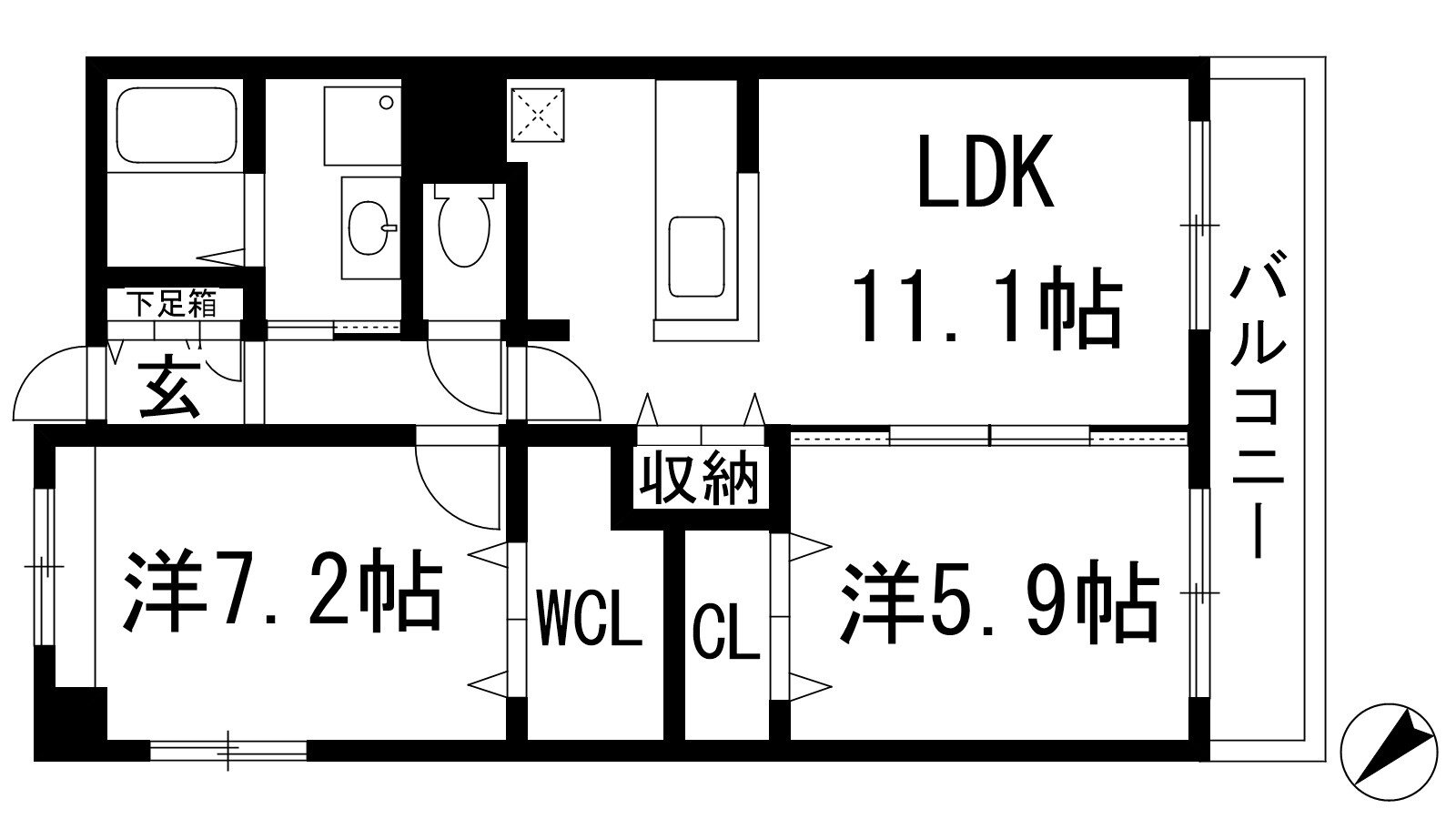 プラシード鼓が滝 3階 2LDK 賃貸物件詳細