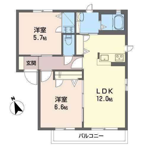 シャーメゾン・ヴィアーレＢ　Ｉ 2階 2LDK 賃貸物件詳細